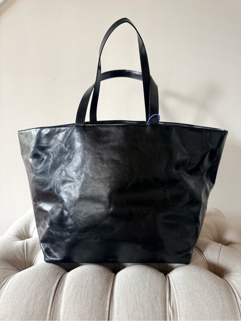 Alexander Wang Black Crinkled Leather Punch Large Tote Bag Pristine $595 Current - Picture 2 of 7